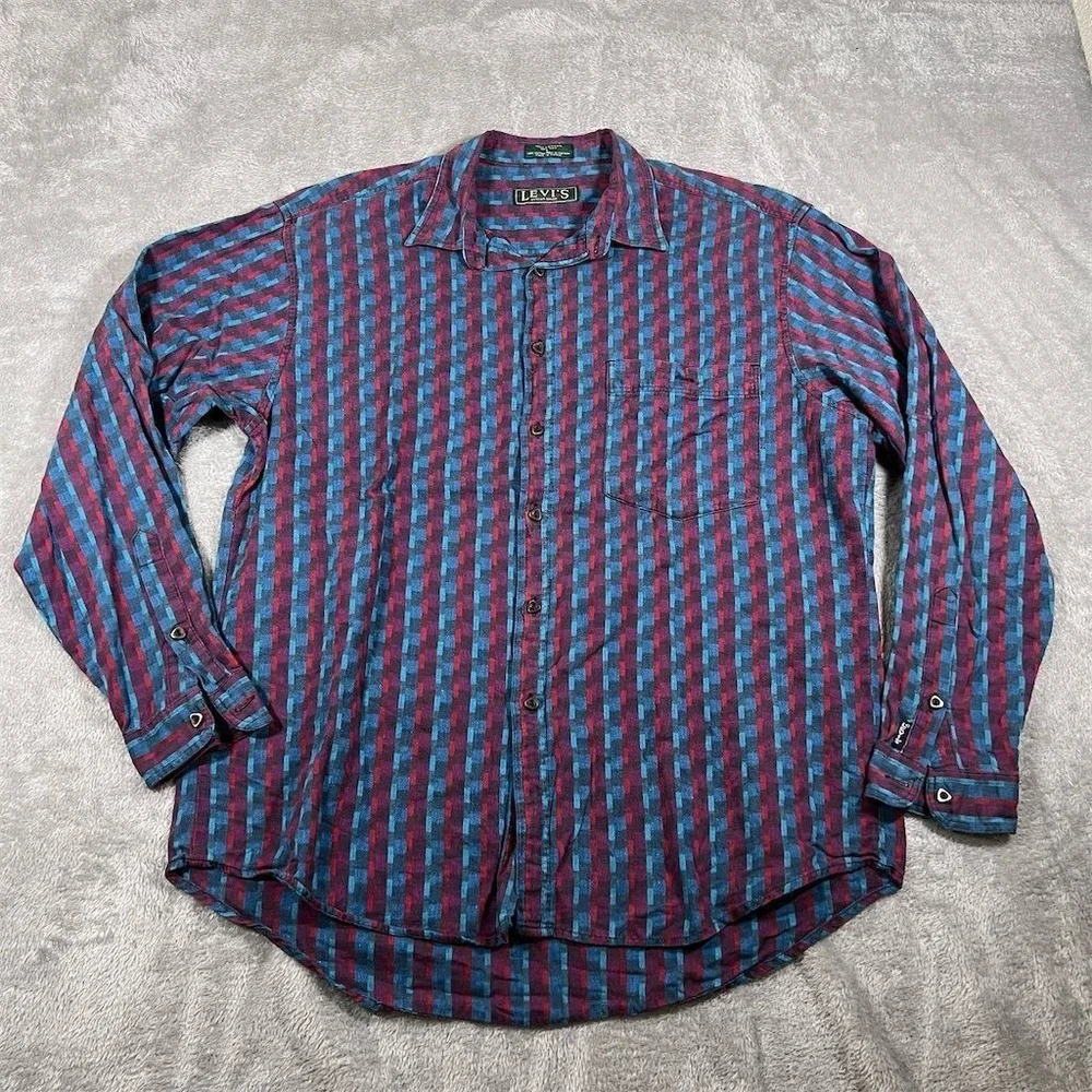 VTG Levi's Sutter Creek Men's Shirt XL Geometric Button-Down Multicolor‎ Casual